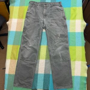 Vintage Carhartt Double Knees Carpenter Faded Green Pants Men’s